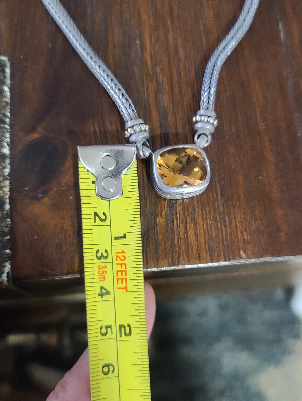 Sterling Silver 925 With 18k Gold Accents Necklace with Citrine Gemstone Pendant - Picture 3 of 8